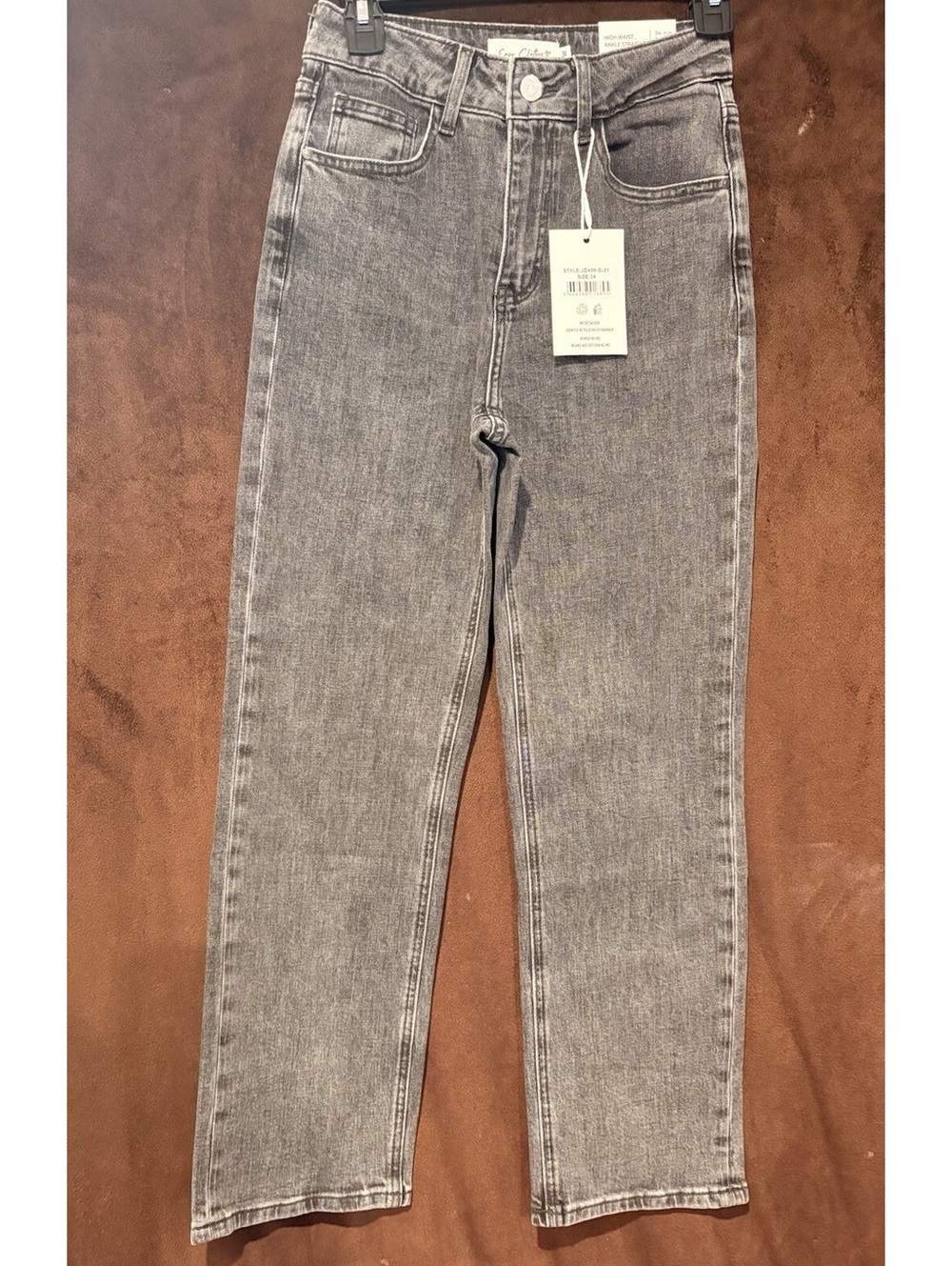 Easy Clothes High Waist Ankle Straight Gray Jeans Size 34